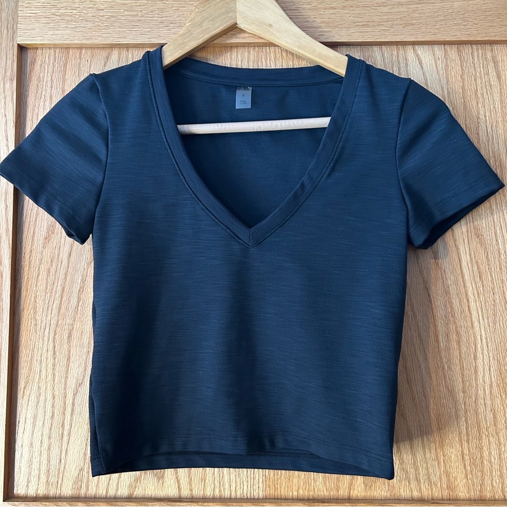 Beyond Yoga Remix S/S Cropped Tee Black Heather Small